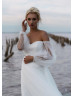 Off Shoulder White Glitter Lace Tulle Elegant Wedding Dress